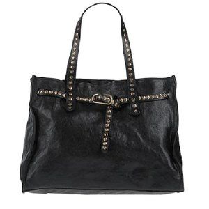 Campomaggi Riveted Twin Handle Top Belt Onice Shopper NWT Black